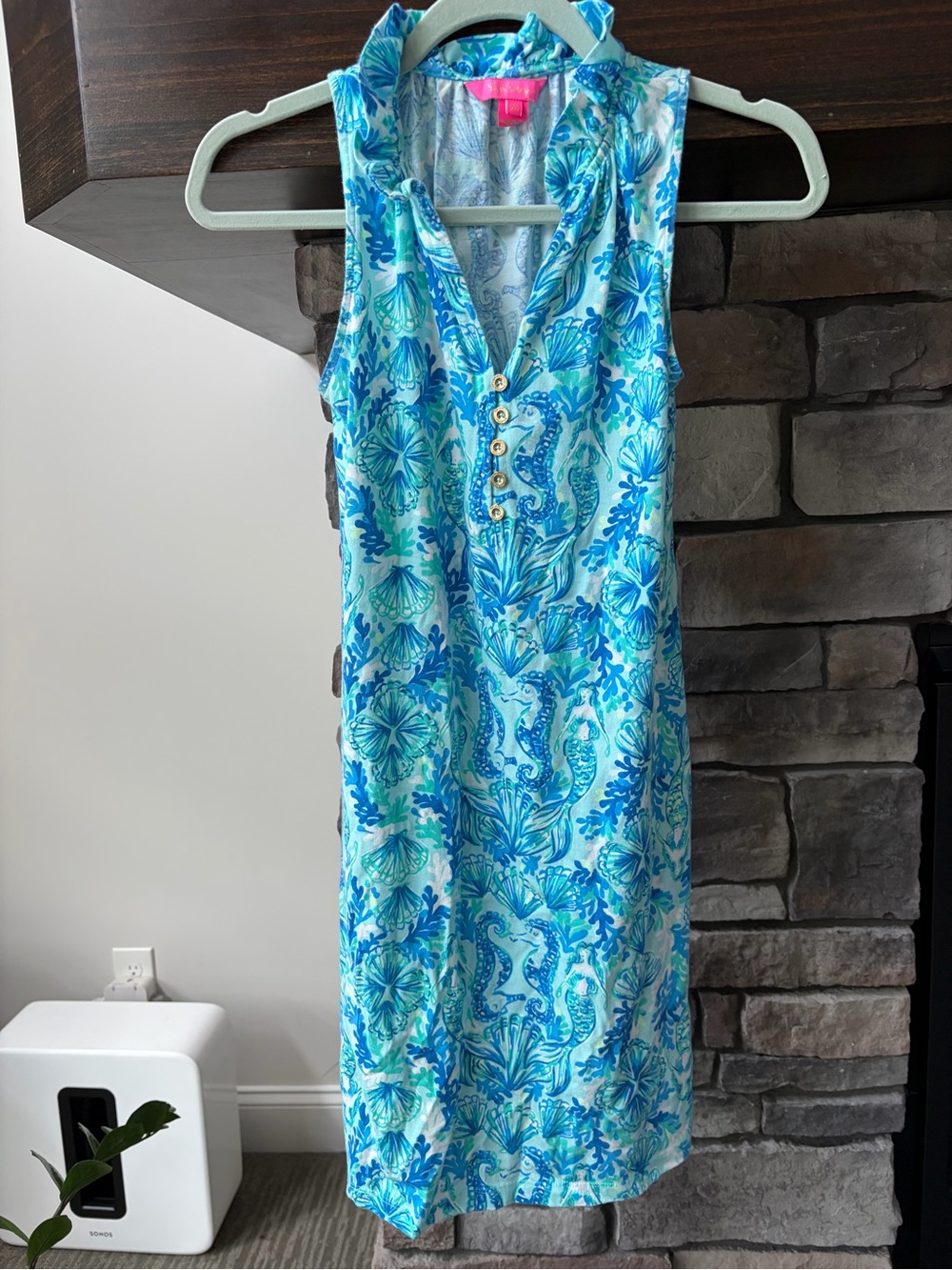 EUC Lilly Pulitzer Blue & Aqua Paisley-Print Sleeveless Dress